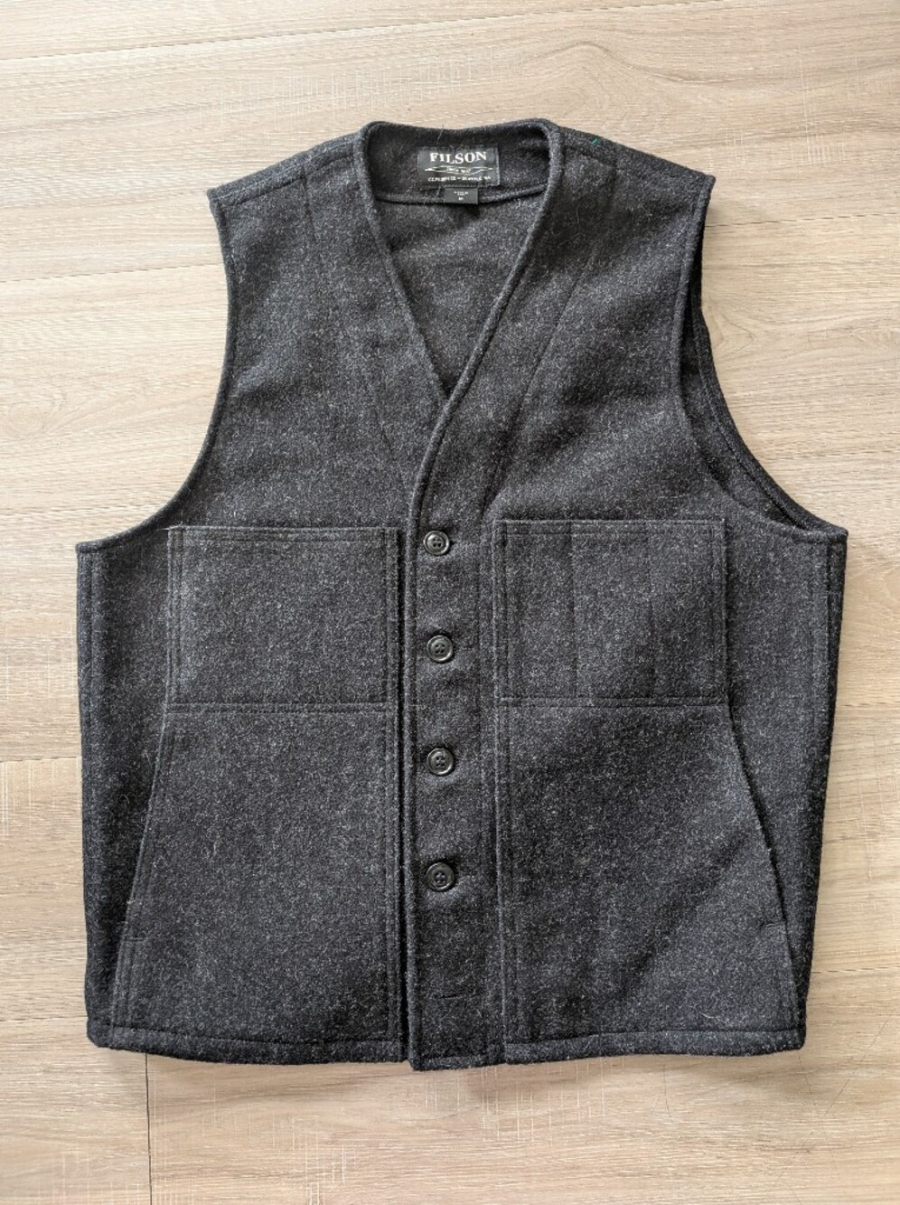 Filson 'Mackinaw' Wool Vest in Charcoal - Picture 6 of 6